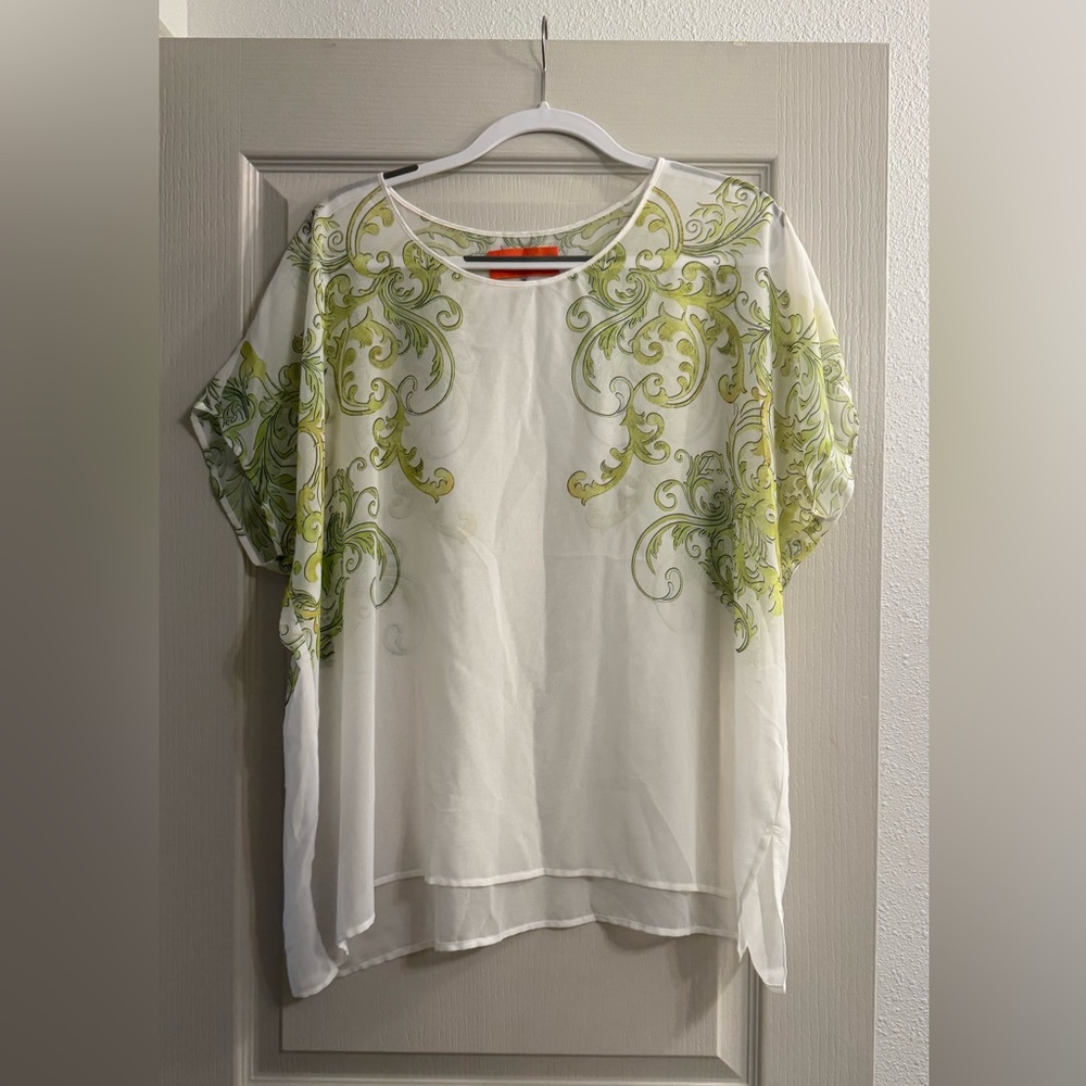 Clover Canyon White and Green Swirl Blouse